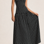 Polka Dot High Neck Sleeveless Long Dress