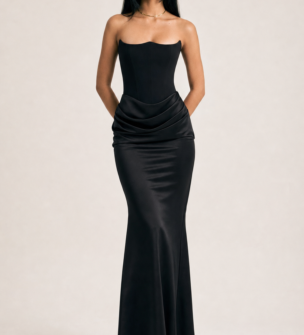 One Shoulder Pleated Bodysuit Dress