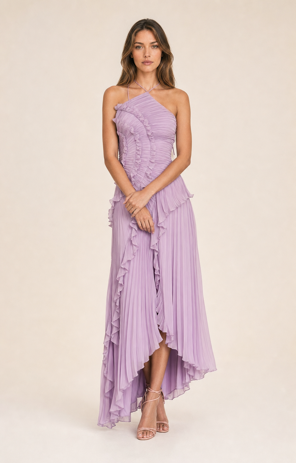 A chiffon flowing long dress