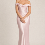 Off-Shoulder Satin Bodycon Dress