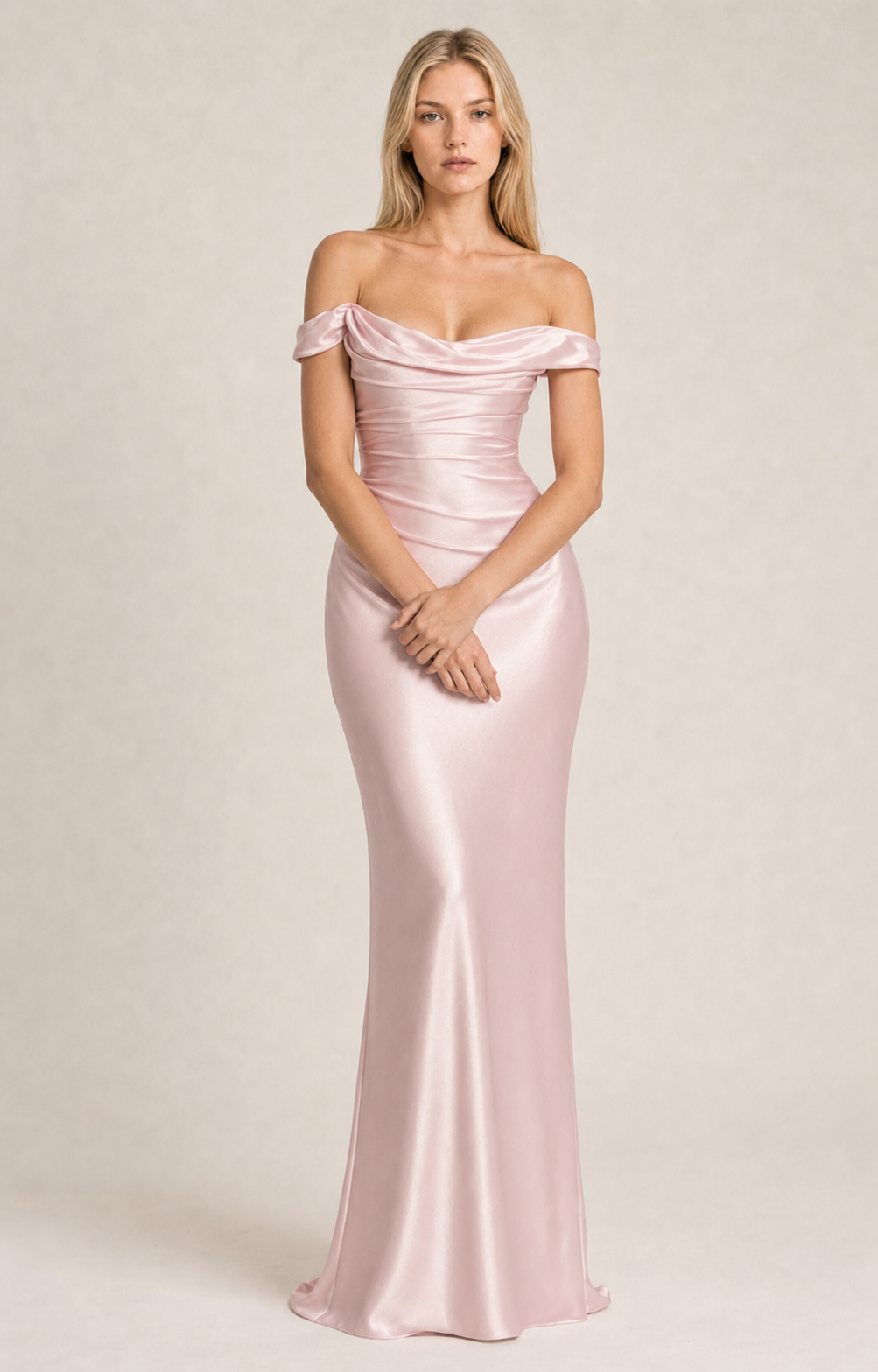 Off-Shoulder Satin Bodycon Dress