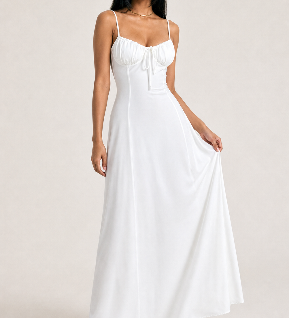 Elegant Tie-Waist A-Line Mid-Length Dress