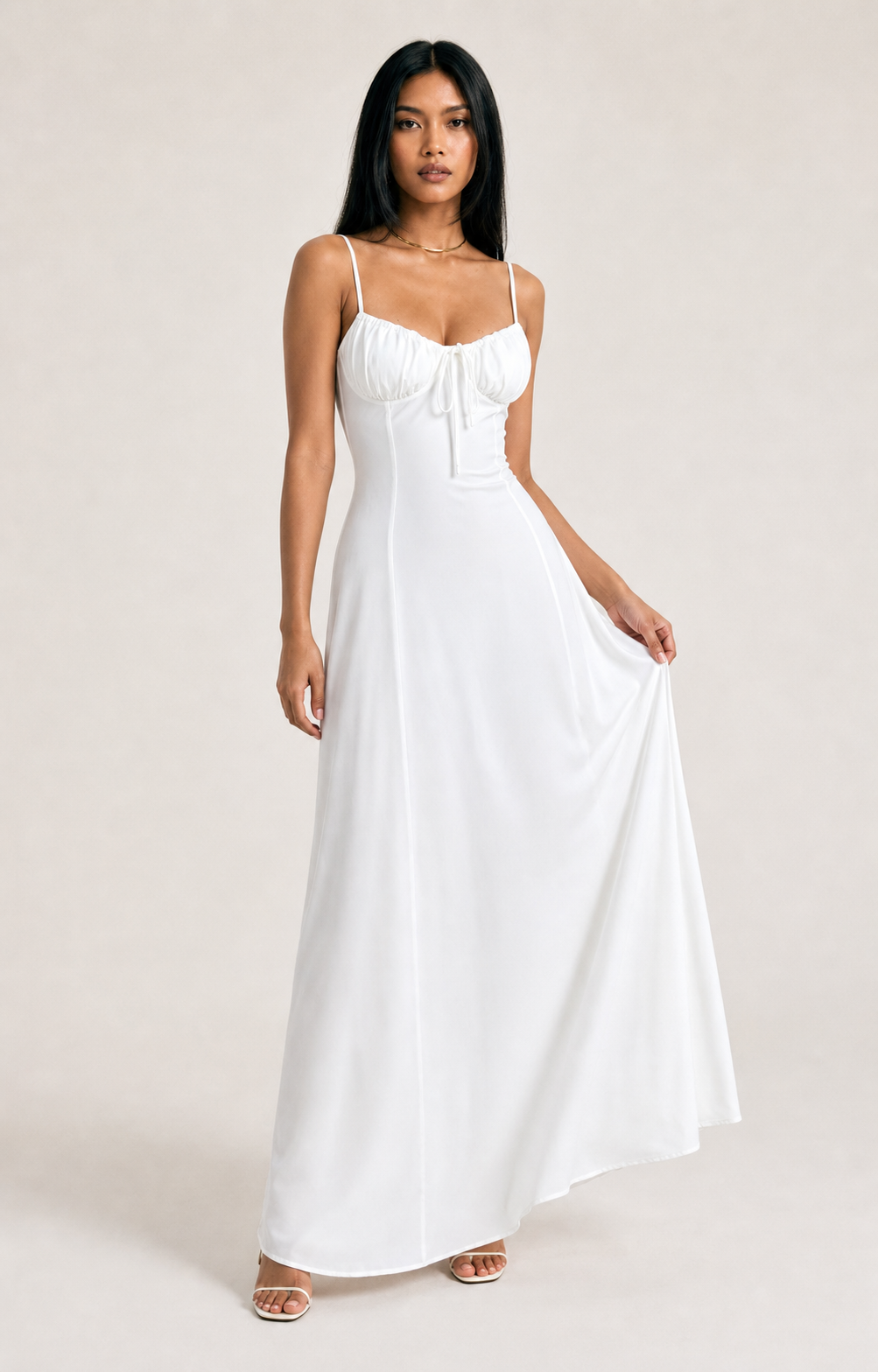 Elegant Tie-Waist A-Line Mid-Length Dress