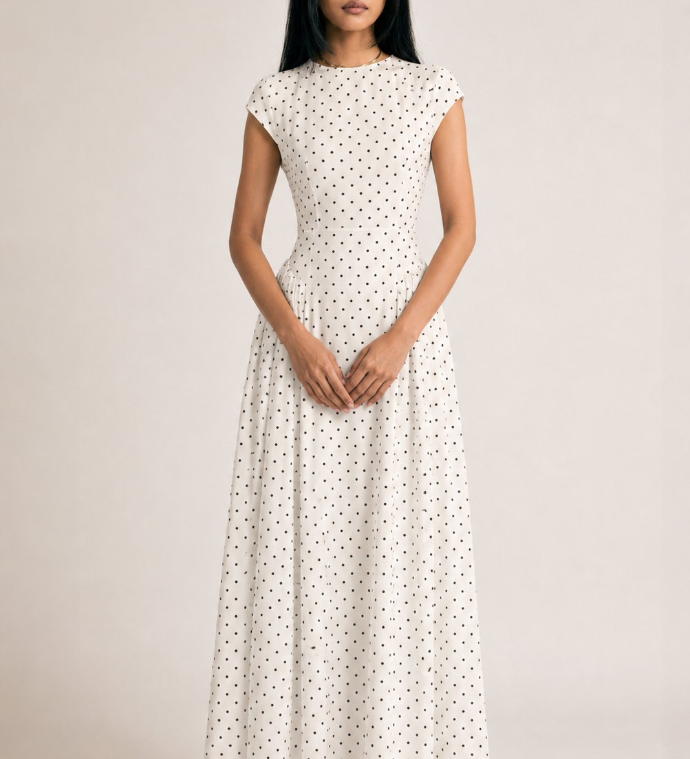 Retro Polka Dot Long Dress