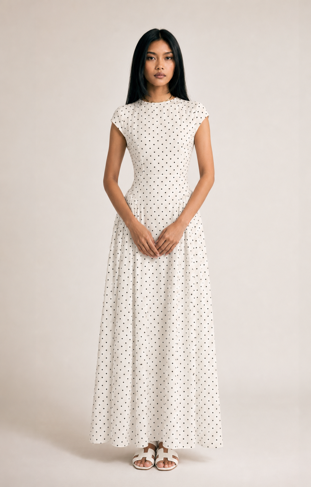 Retro Polka Dot Long Dress