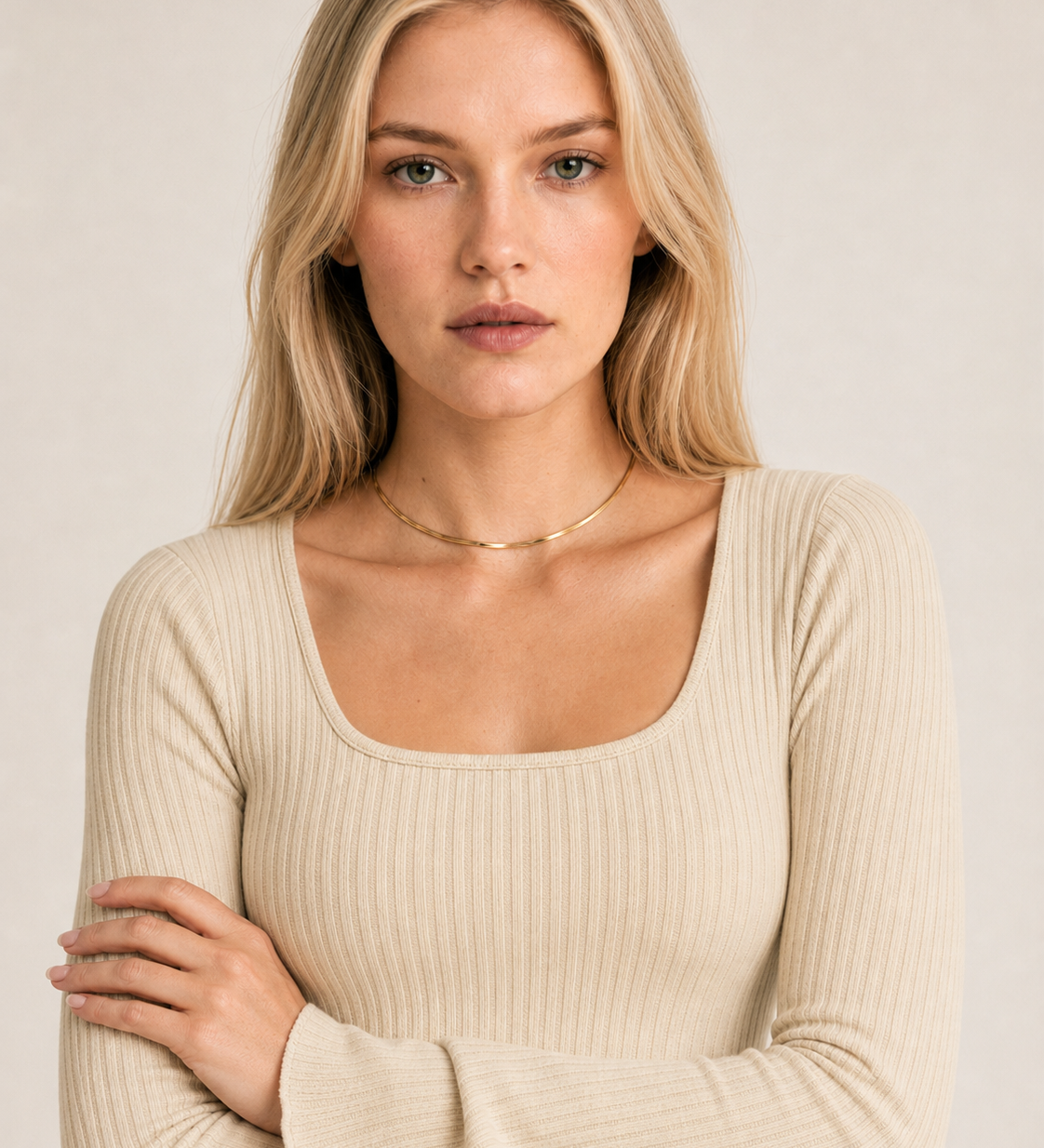 Loose U-Neck Back Tie Detail Long Sleeve Dress