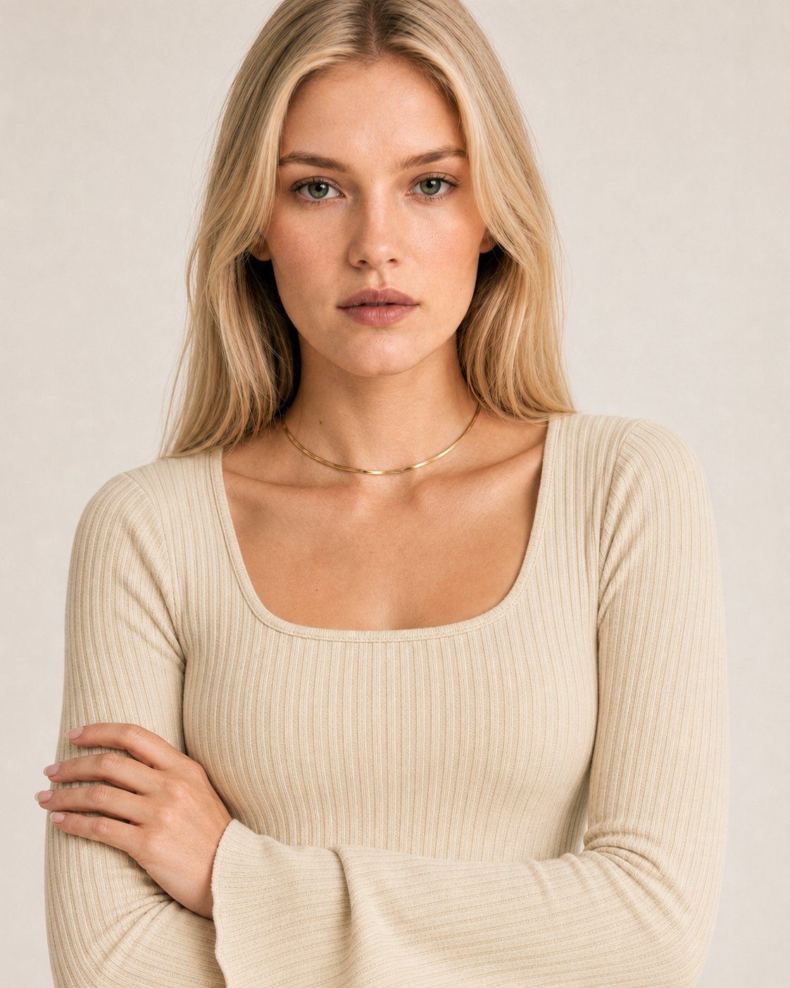 Loose U-Neck Back Tie Detail Long Sleeve Dress