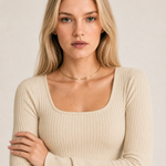 Loose U-Neck Back Tie Detail Long Sleeve Dress