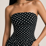 Polka Dot High Neck Sleeveless Long Dress