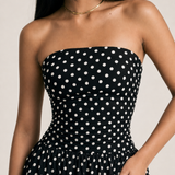 Polka Dot High Neck Sleeveless Long Dress