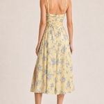 Elegant Floral Suspender Slit Dress