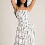 Polka Dot High Neck Sleeveless Long Dress