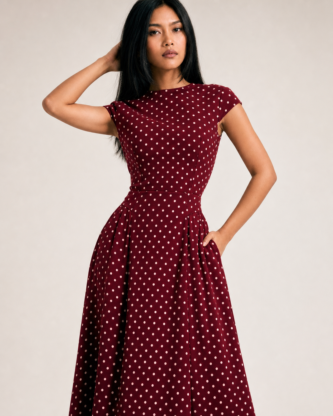 Retro Polka Dot Long Dress