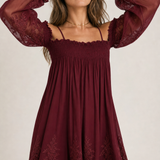 Off-Shoulder Lace Long Sleeve Dress