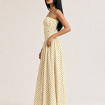 Polka Dot High Neck Sleeveless Long Dress