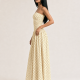 Polka Dot High Neck Sleeveless Long Dress