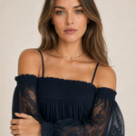 Off-Shoulder Lace Long Sleeve Dress