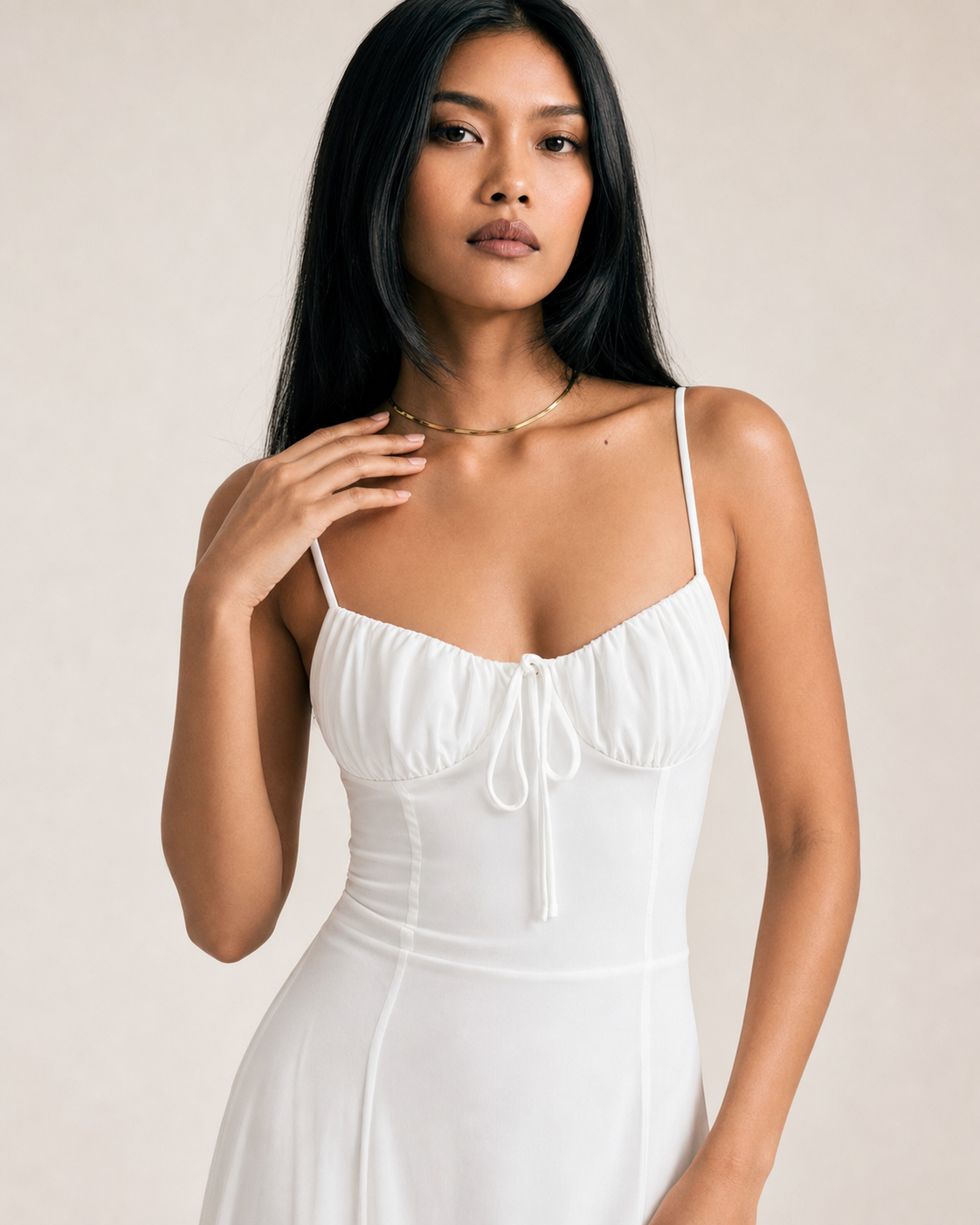 Elegant Tie-Waist A-Line Mid-Length Dress