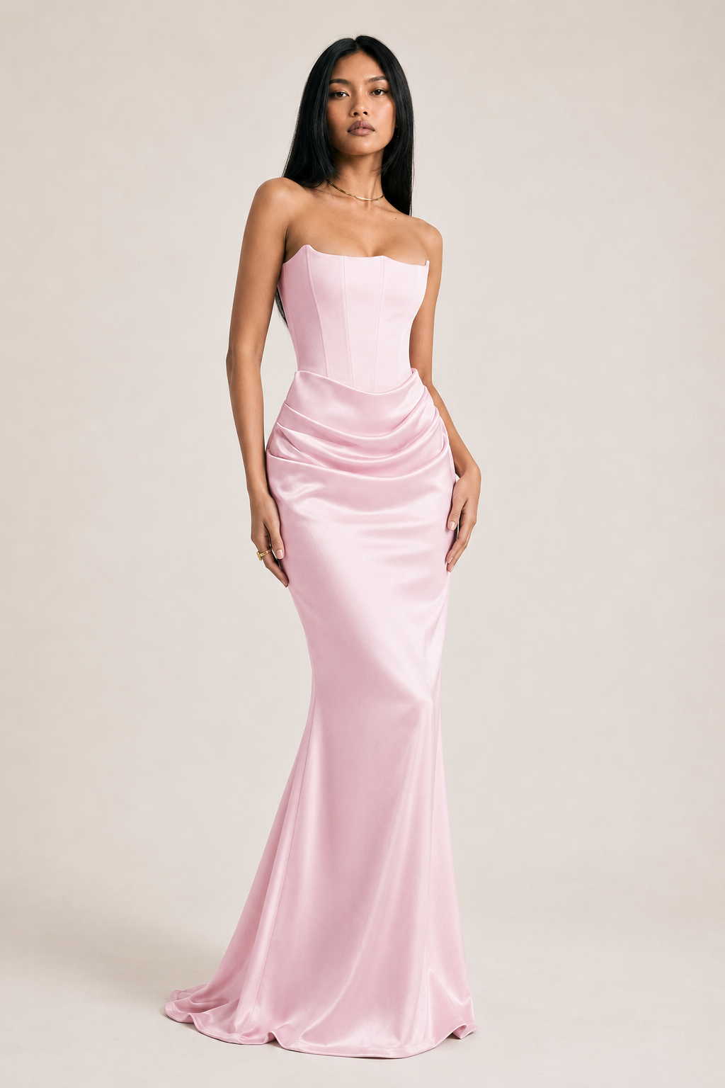 Sabine — Strapless Draped Maxi Dress
