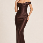 Off-Shoulder Satin Bodycon Dress