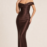 Off-Shoulder Satin Bodycon Dress