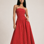 Polka Dot High Neck Sleeveless Long Dress