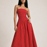 Polka Dot High Neck Sleeveless Long Dress