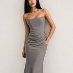 One Shoulder Pleated Bodysuit Dress