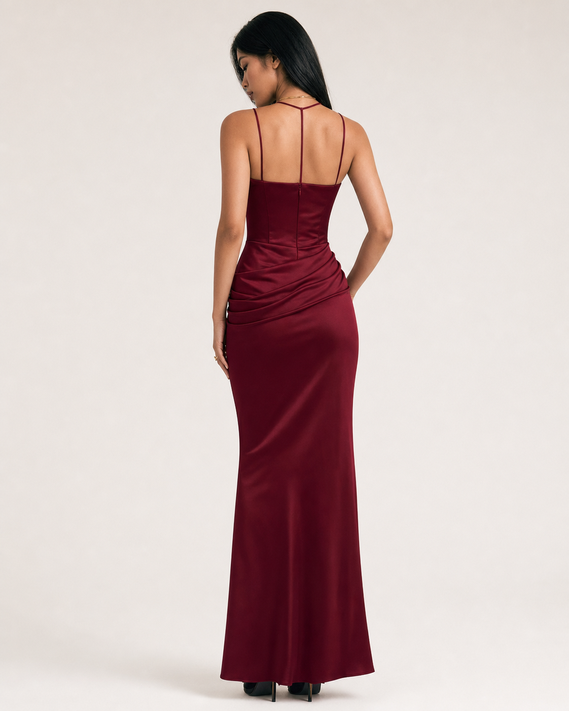 One Shoulder Pleated Bodysuit Dress