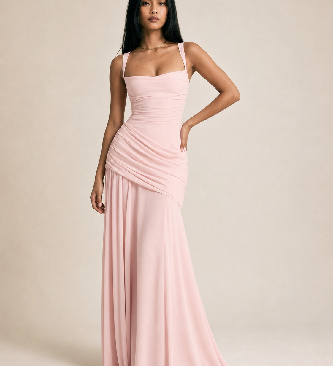 Soleil — Square-Neck Maxi Dress