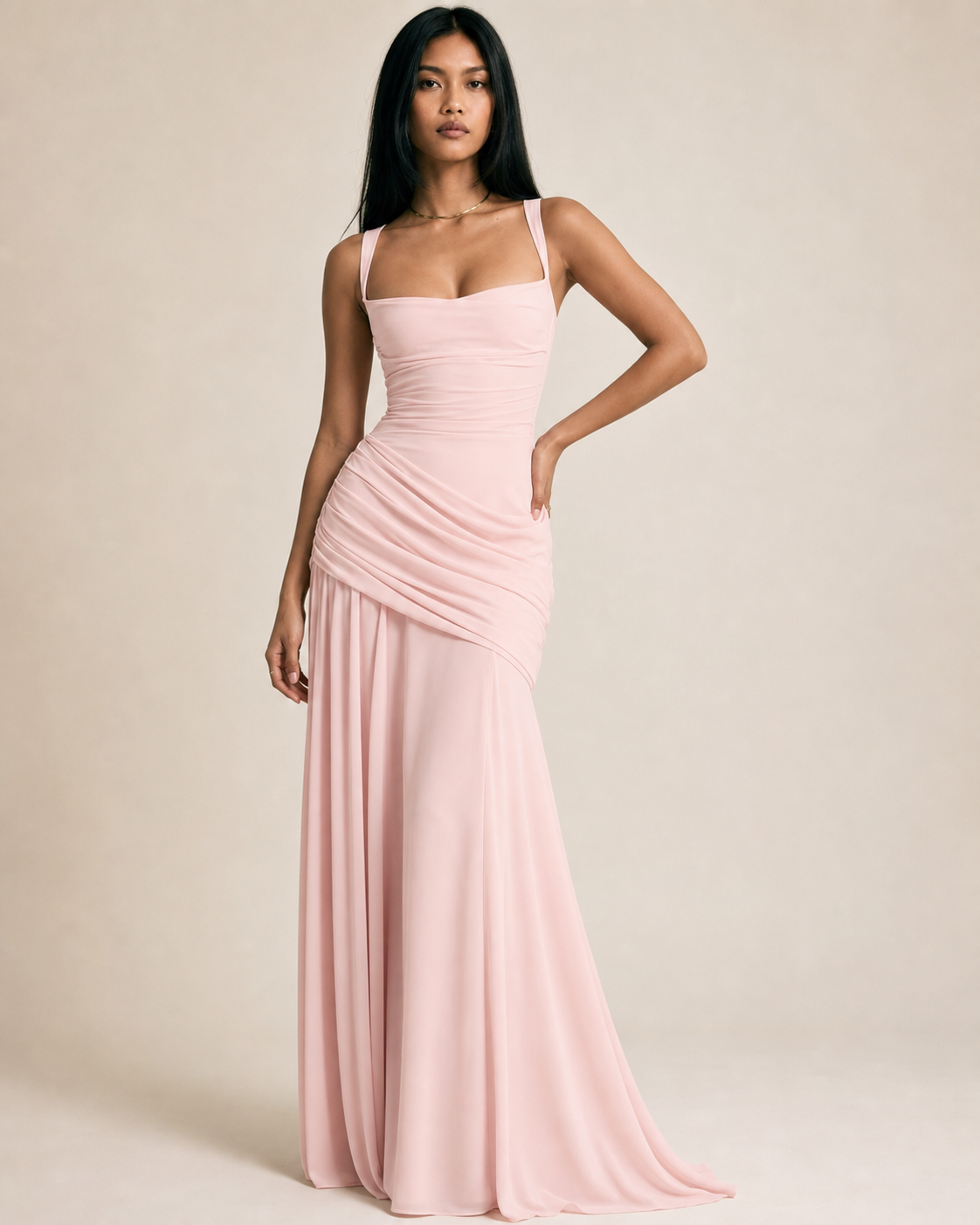 Soleil — Square-Neck Maxi Dress