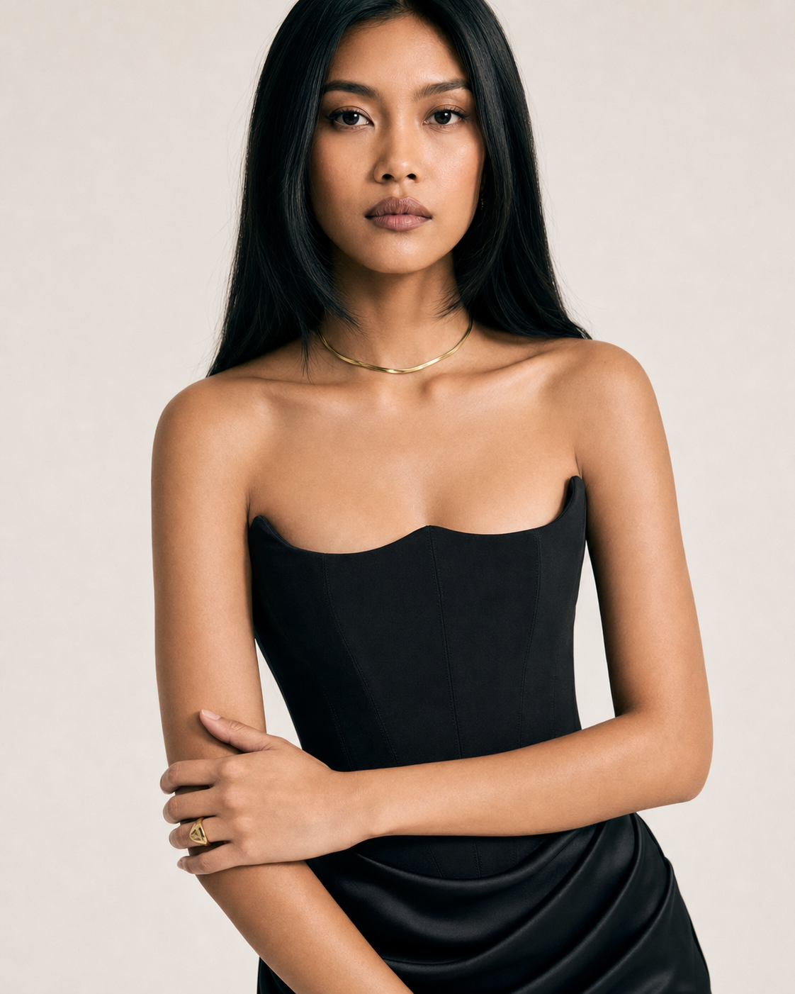 Sabine — Strapless Draped Maxi Dress