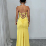 Women's strapless backless strappy long dress