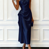 Elegant One-Shoulder Satin Evening Dress