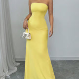 Women's strapless backless strappy long dress