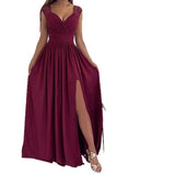 Sleeveless Lace Hem Slit Dress