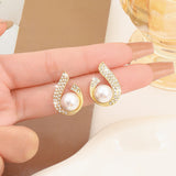Pearl Drop Circle Silver Earrings