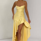 Spaghetti Strap Dress with Ruffles and Irregular Hem Dress