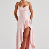 Spaghetti Strap Dress with Ruffles and Irregular Hem Dress