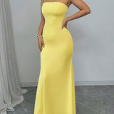 Women's strapless backless strappy long dress