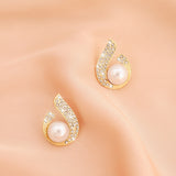 Pearl Drop Circle Silver Earrings