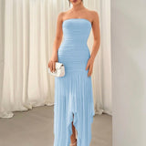 Spliced Mesh Tube Top Long Dress