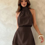 Womens Halter Neck Chiffon Dress