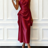 Elegant One-Shoulder Satin Evening Dress