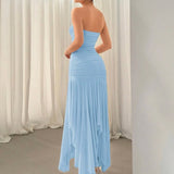 Spliced Mesh Tube Top Long Dress