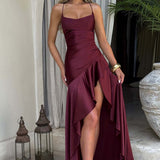 Spaghetti Strap Dress with Ruffles and Irregular Hem Dress