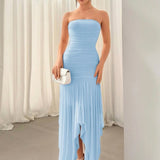 Spliced Mesh Tube Top Long Dress