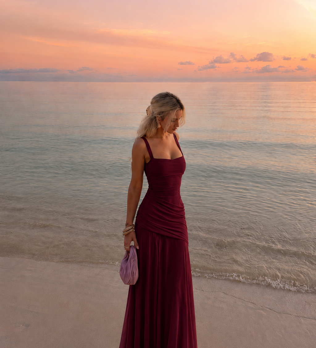 Soleil — Square-Neck Maxi Dress
