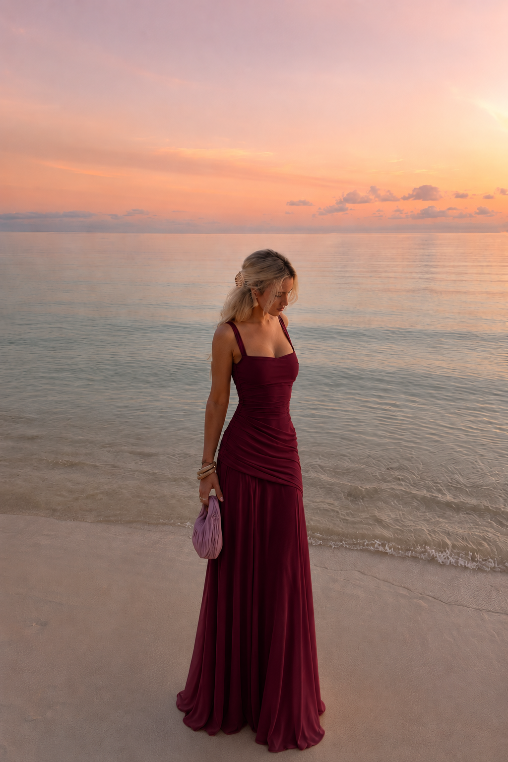 Soleil — Square-Neck Maxi Dress