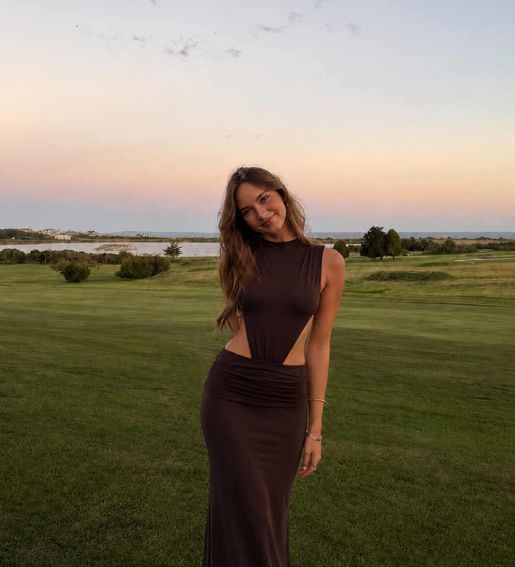 Solène — Cut-Out Mock-Neck Maxi Dress